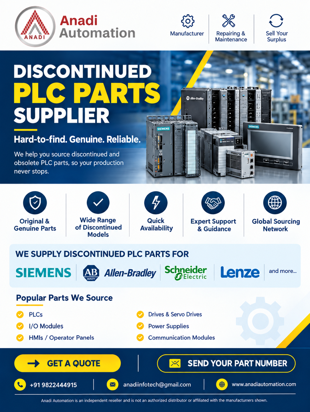 Discontinued PLC Parts Supplier in Nashik: Source Obsolete, Legacy and Hard-to-Find PLC Components